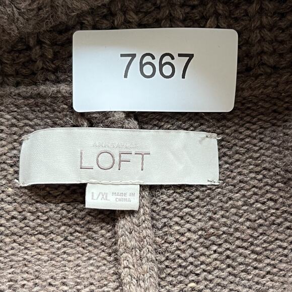 Ann Taylor Loft Knit Poncho Size L/XL Wool Mohair Beige Red Cowl Neck 4 Panel - Picture 5 of 8
